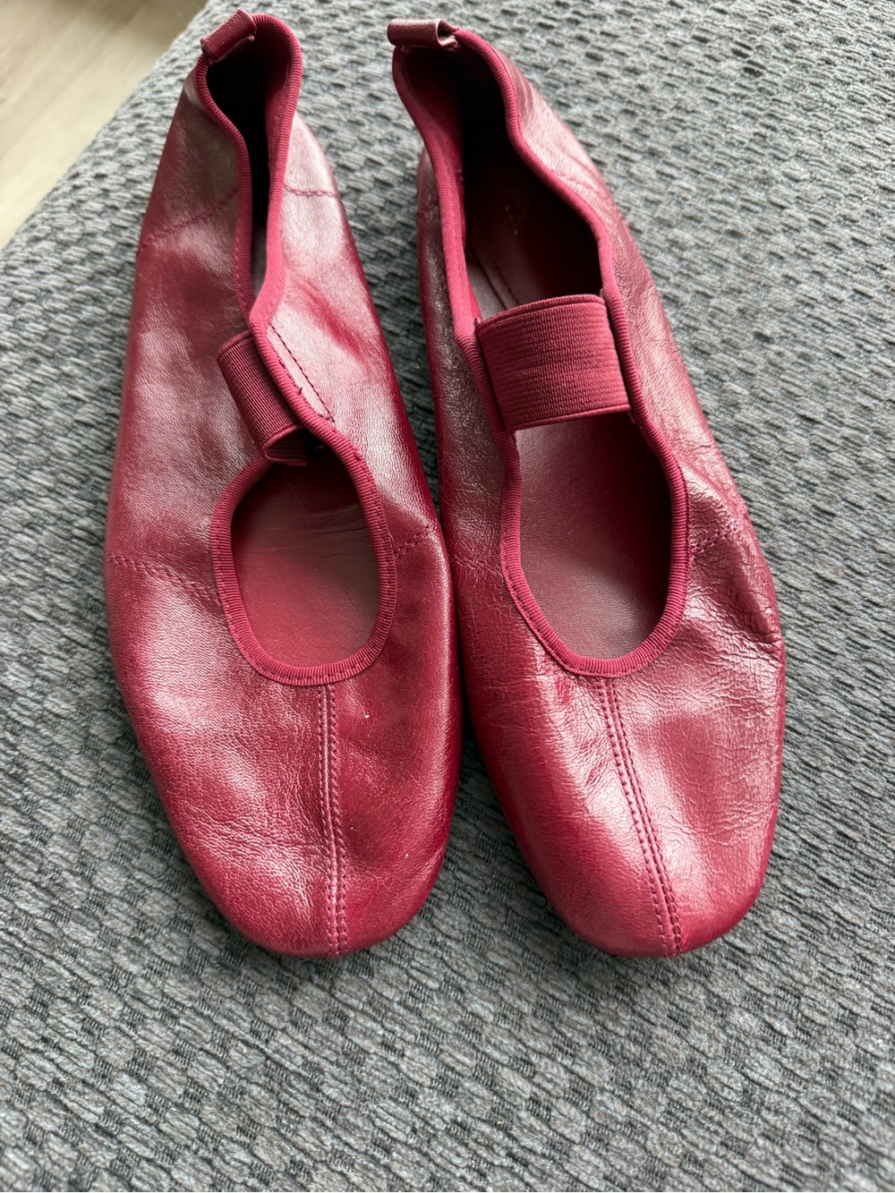 Zara Women’s Burgundy Leather Mary Jane Flats